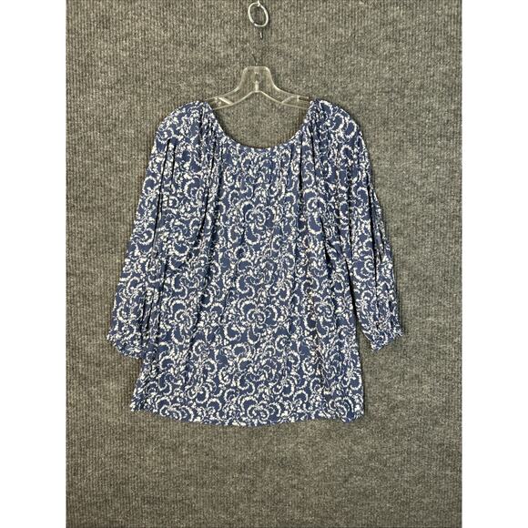 Cato Womens Bohemian Printed Blouse Size Large Cottage Core Romantic Stretch - Picture 2 of 9